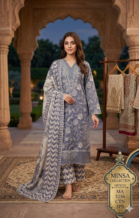 Luxury lawn three piece dress